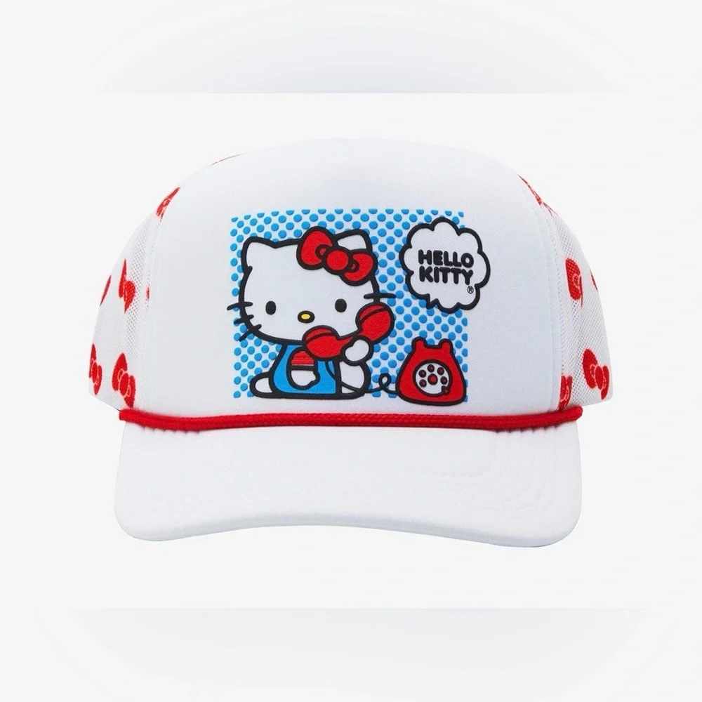 Hello Kitty White and Red Trucker Hat- New